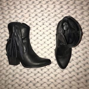 Black Fringe Boots
